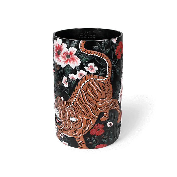 Bold Monkey Songs Of The Night Tiger vaas handgeschilderd tijger print bloemen multicolor