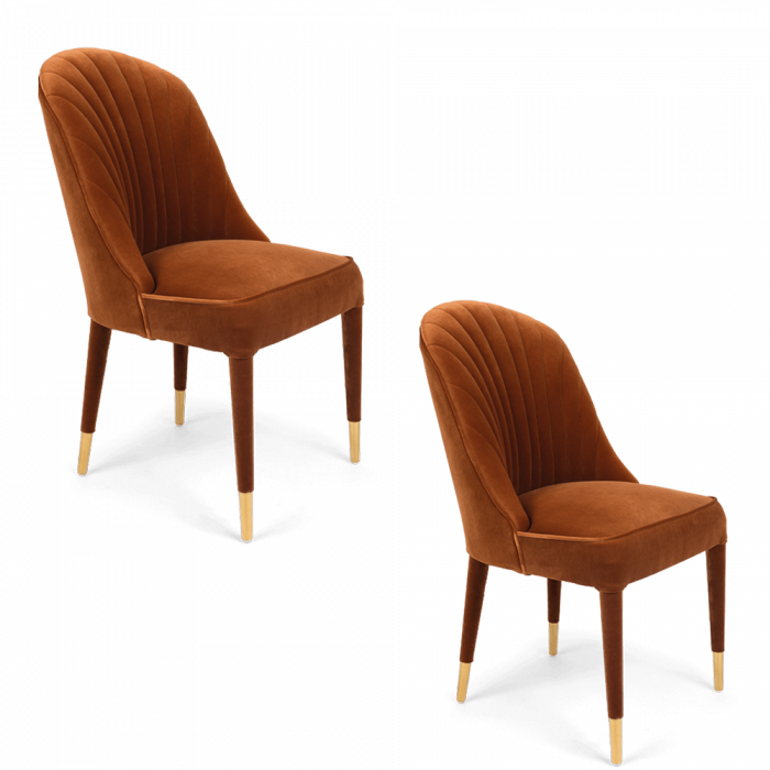 Bold Monkey Give Me More Velvet side chair dining chair orange velvet upholstery golden legs side view