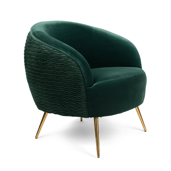 Bold Monkey So Curvy loungestoel fauteuil donkergroen velvet fluweel bekleding gouden poten zijaanzicht 