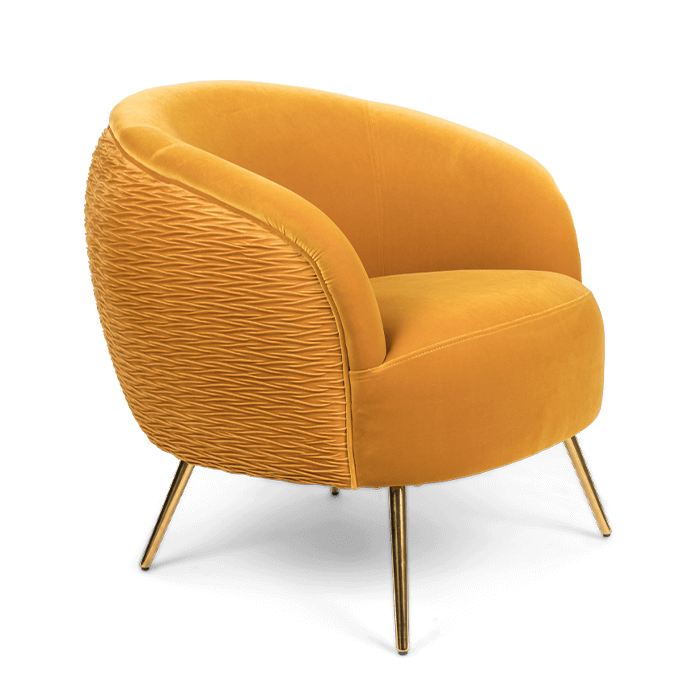 Bold Monkey So Curvy loungestoel fauteuil oker geel velvet fluweel bekleding gouden poten zijaanzicht 