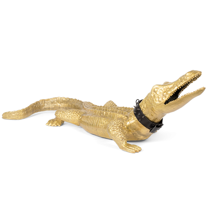 Bold Monkey So you think you're a star statue XXL gouden krokodil beeld messing large collectors item