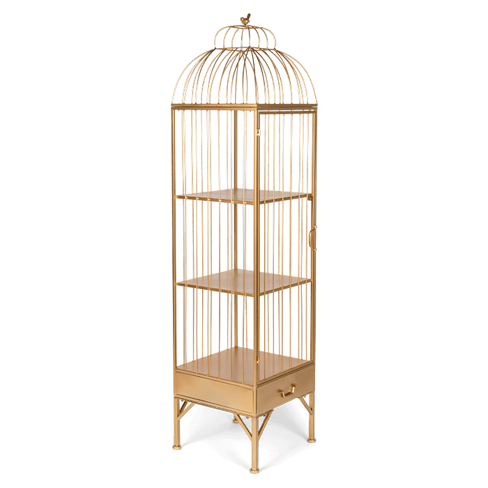 Bold Monkey Unlock Me cabinet cage gold birds sideview 