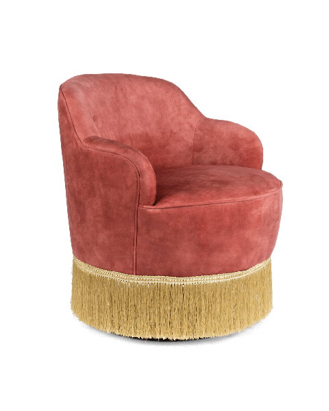 Bold Monkey Fringe Me Up lounge chair old pink gold coloured fringes seater
