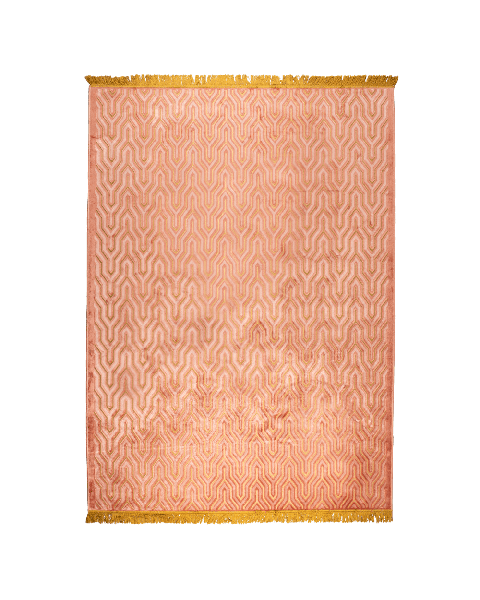 bold monkey I Feel So Soft vloerkleed 200x300 roze goudkleurige franjes geometrisch design patroon