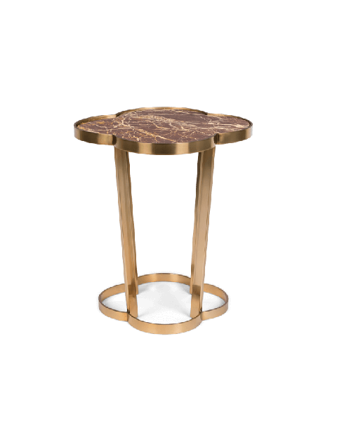 Bold Monkey It's marblelicious side table golden frame and dark red marble top front view