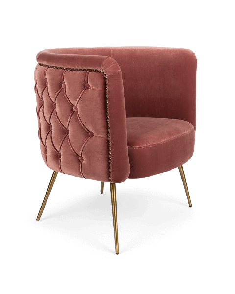 Bold Monkey such a stud loungestoel fauteuil velvet roze gouden poten  zijaanzicht 