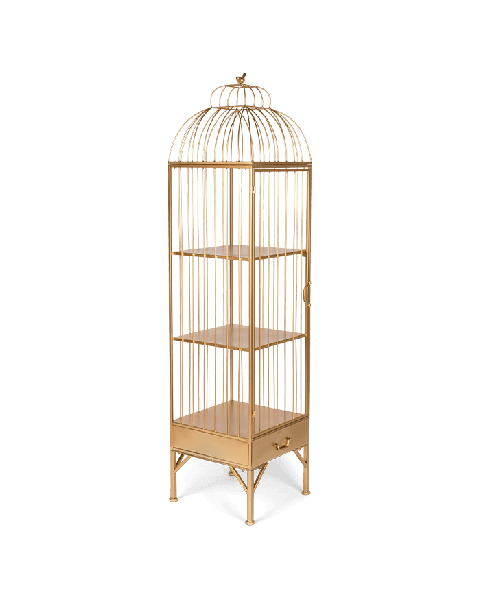 Bold Monkey Unlock Me cabinet cage gold birds sideview 